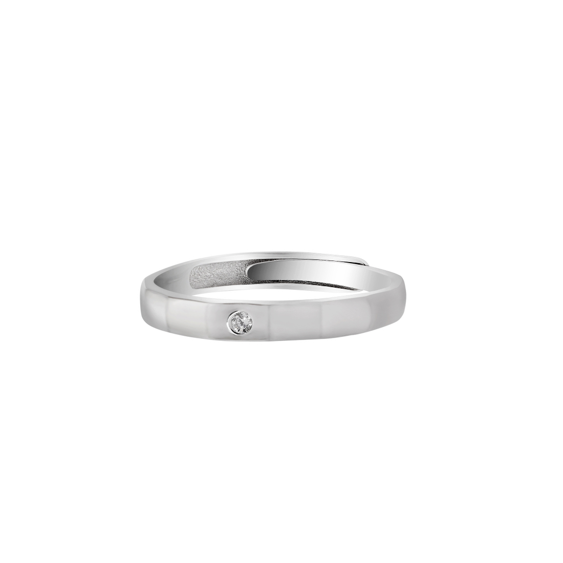 Masculine Brilliance Rhodium Plated 925 Sterling Silver Men's Ring