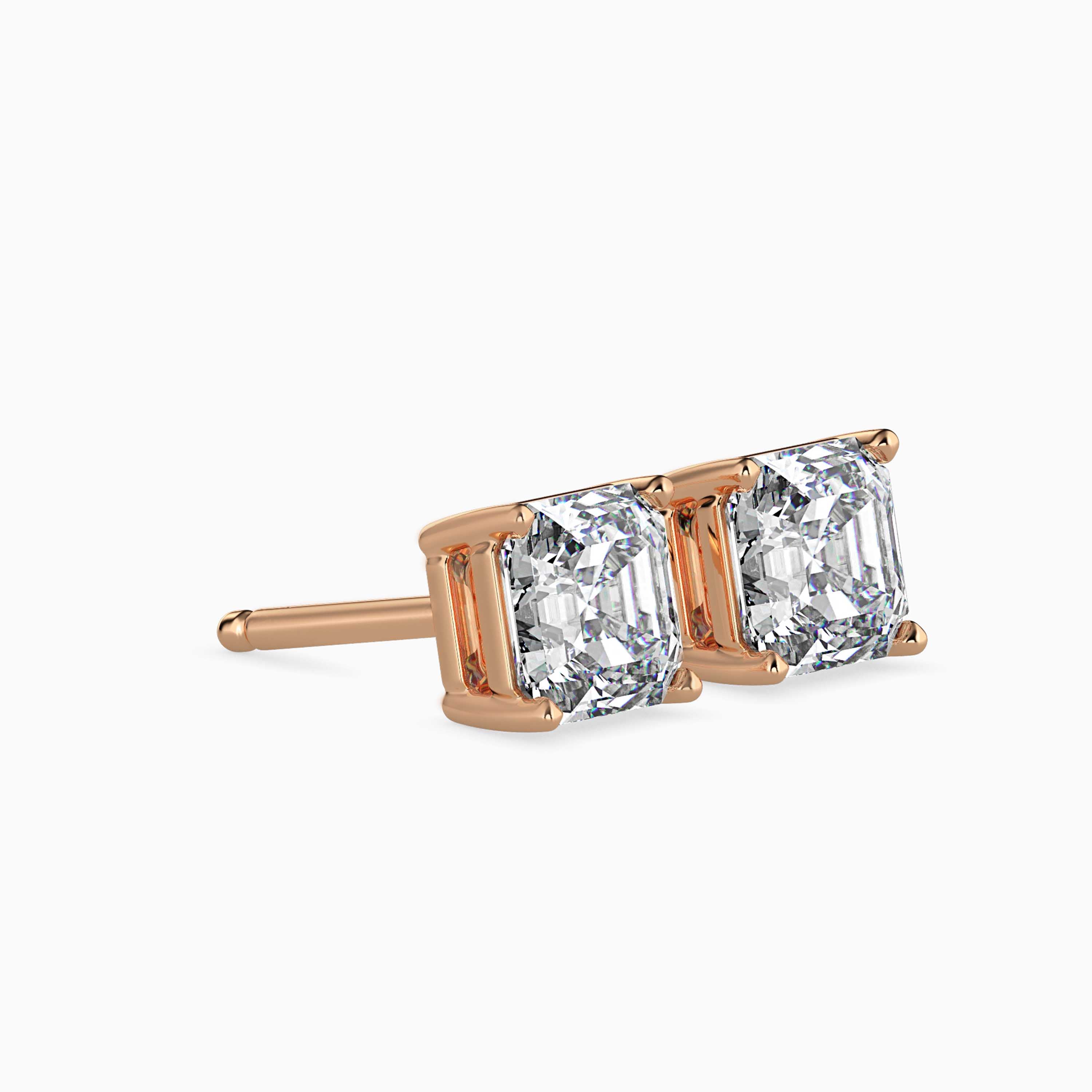 2 CT Square Solitaire Gold Earring with Lab-Grown Diamond