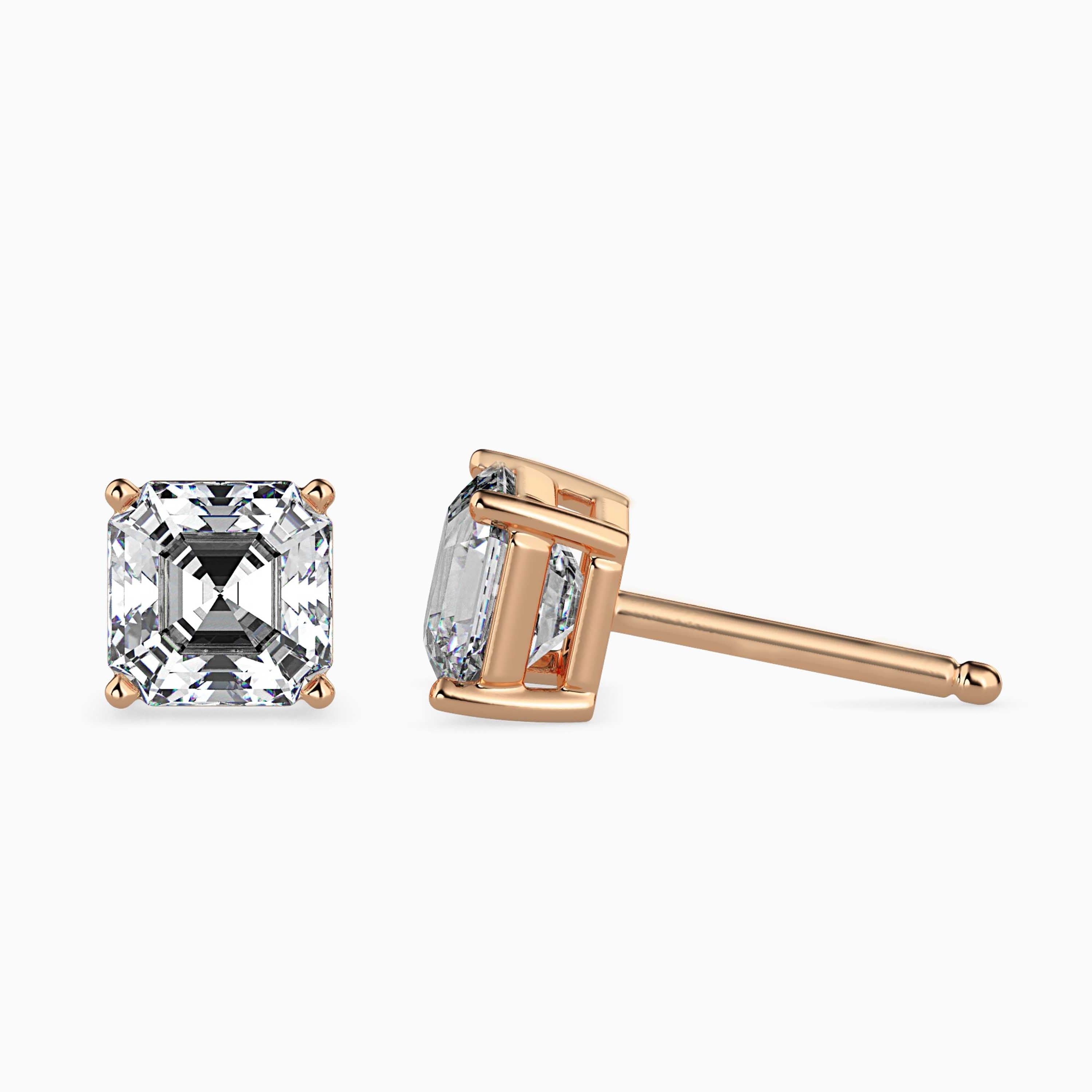 2 CT Square Solitaire Gold Earring with Lab-Grown Diamond