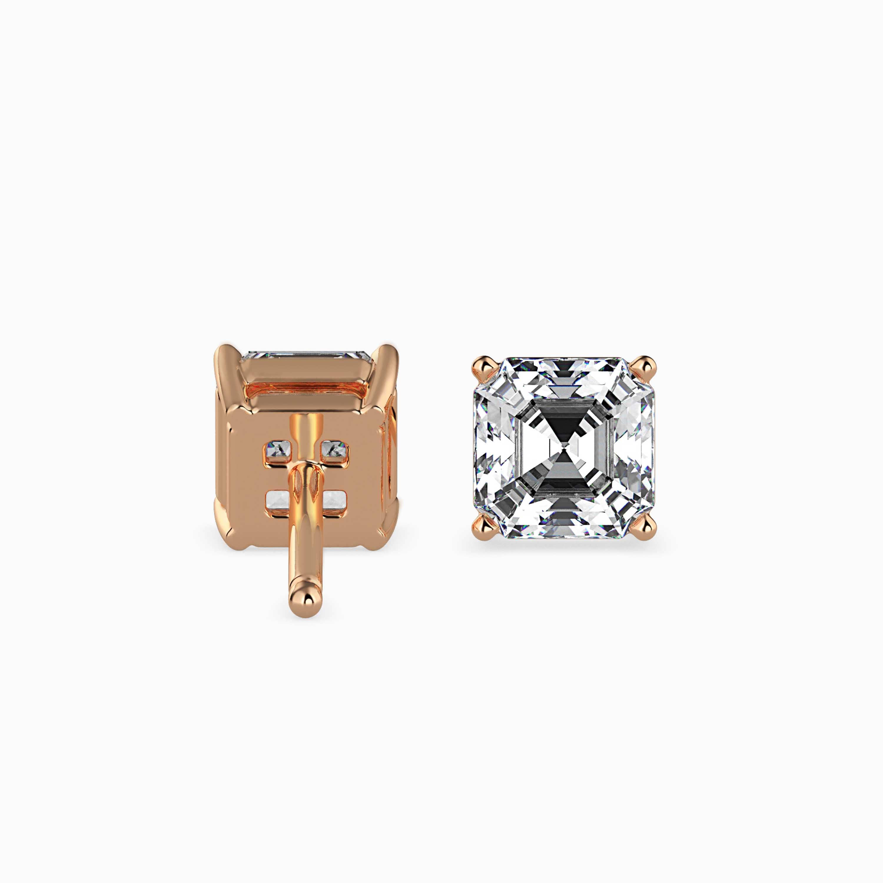 2 CT Square Solitaire Gold Earring with Lab-Grown Diamond