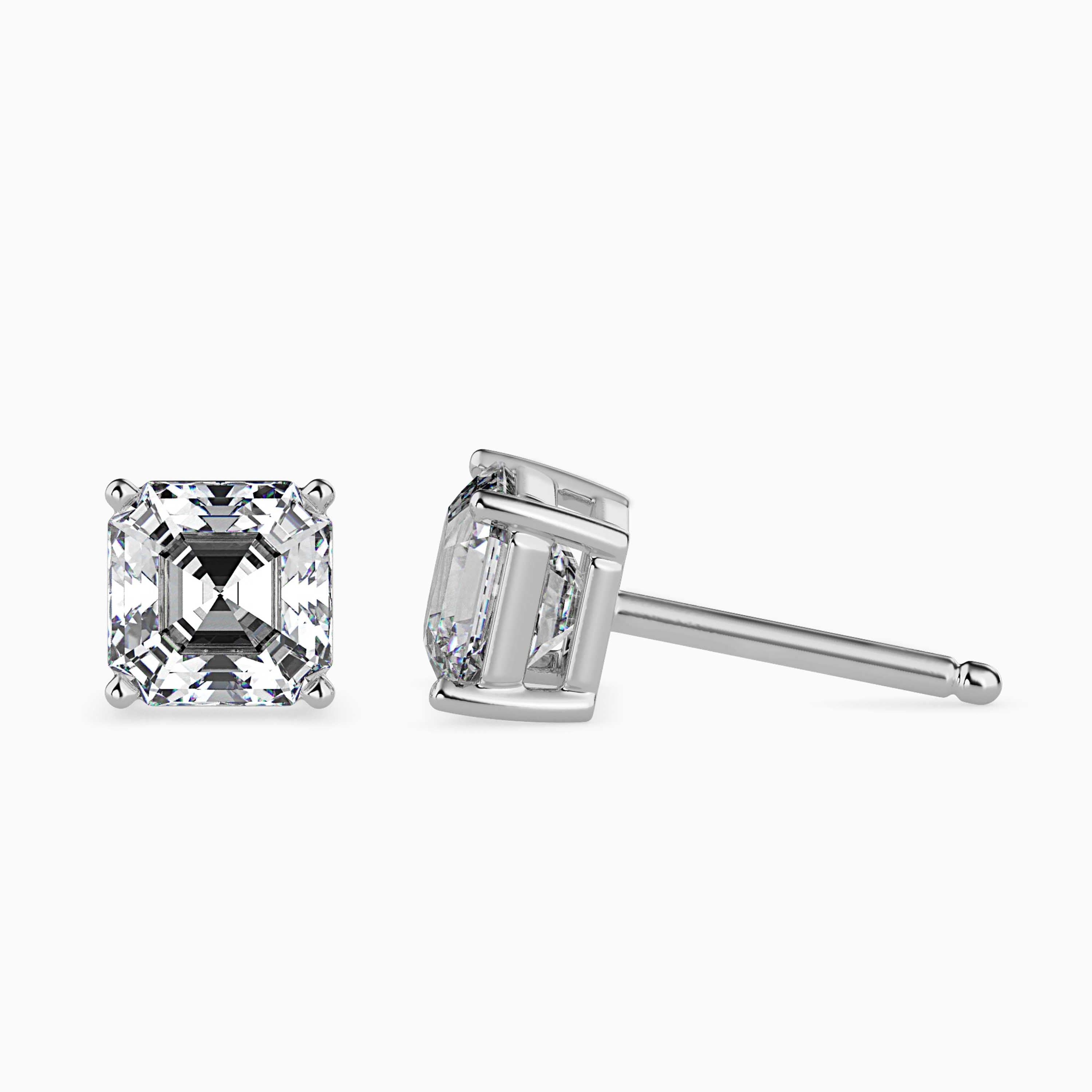 0.5 CT Square Solitaire Gold Lab-Grown Diamond Earrings