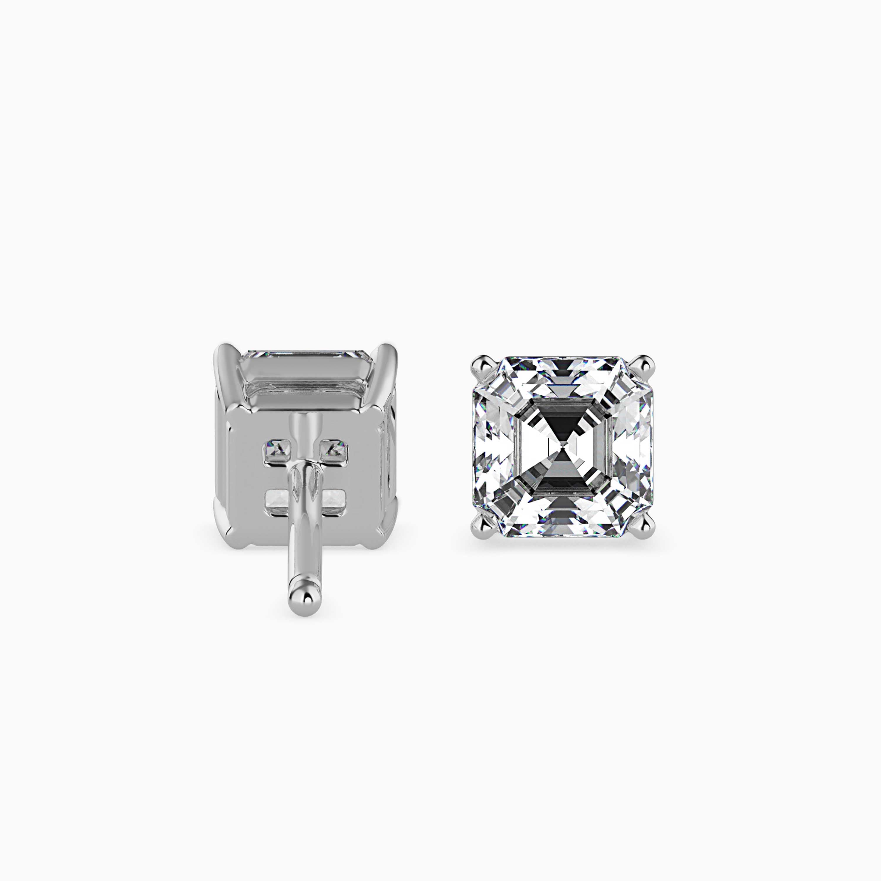 2 CT Square Solitaire Gold Earring with Lab-Grown Diamond