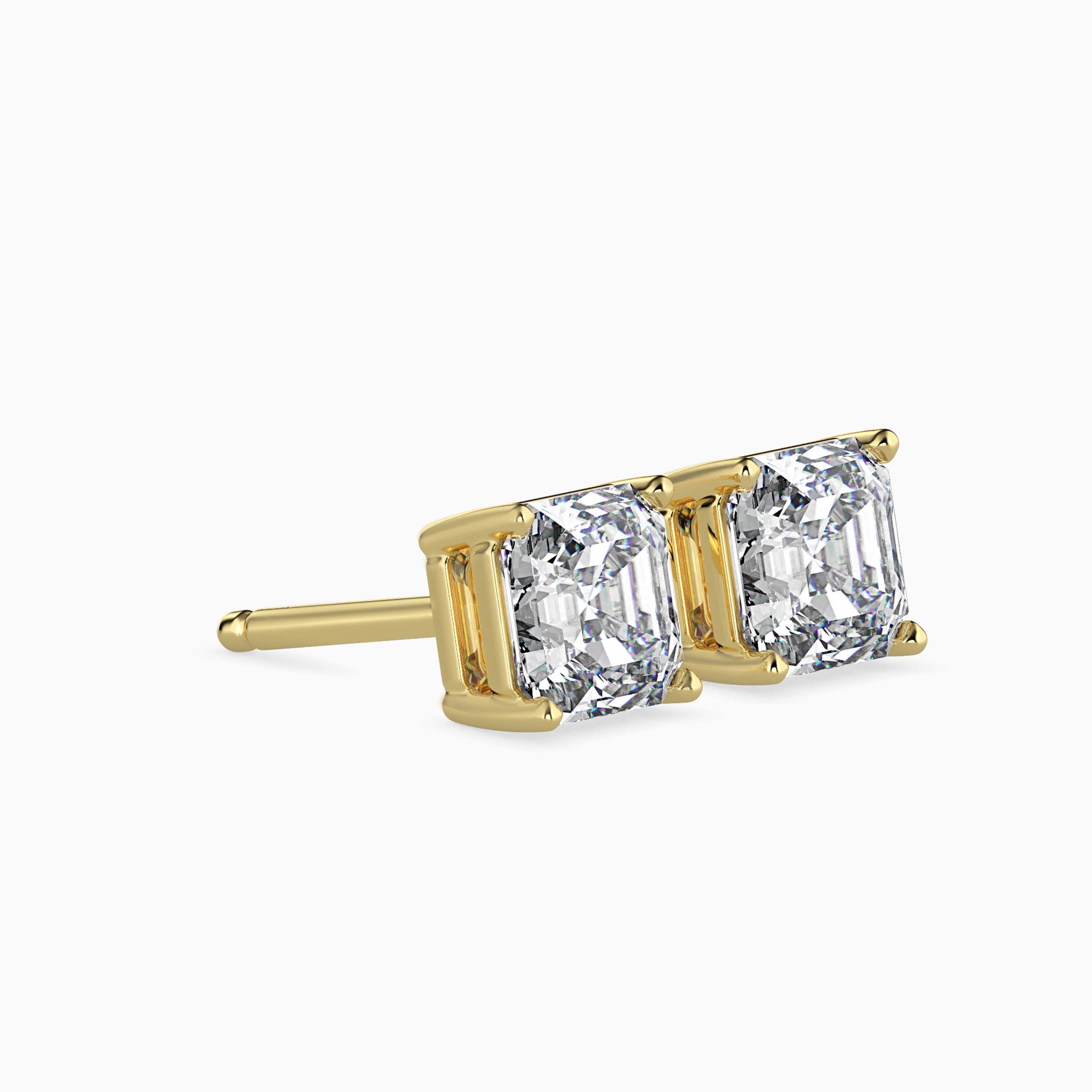 2 CT Square Solitaire Gold Earring with Lab-Grown Diamond