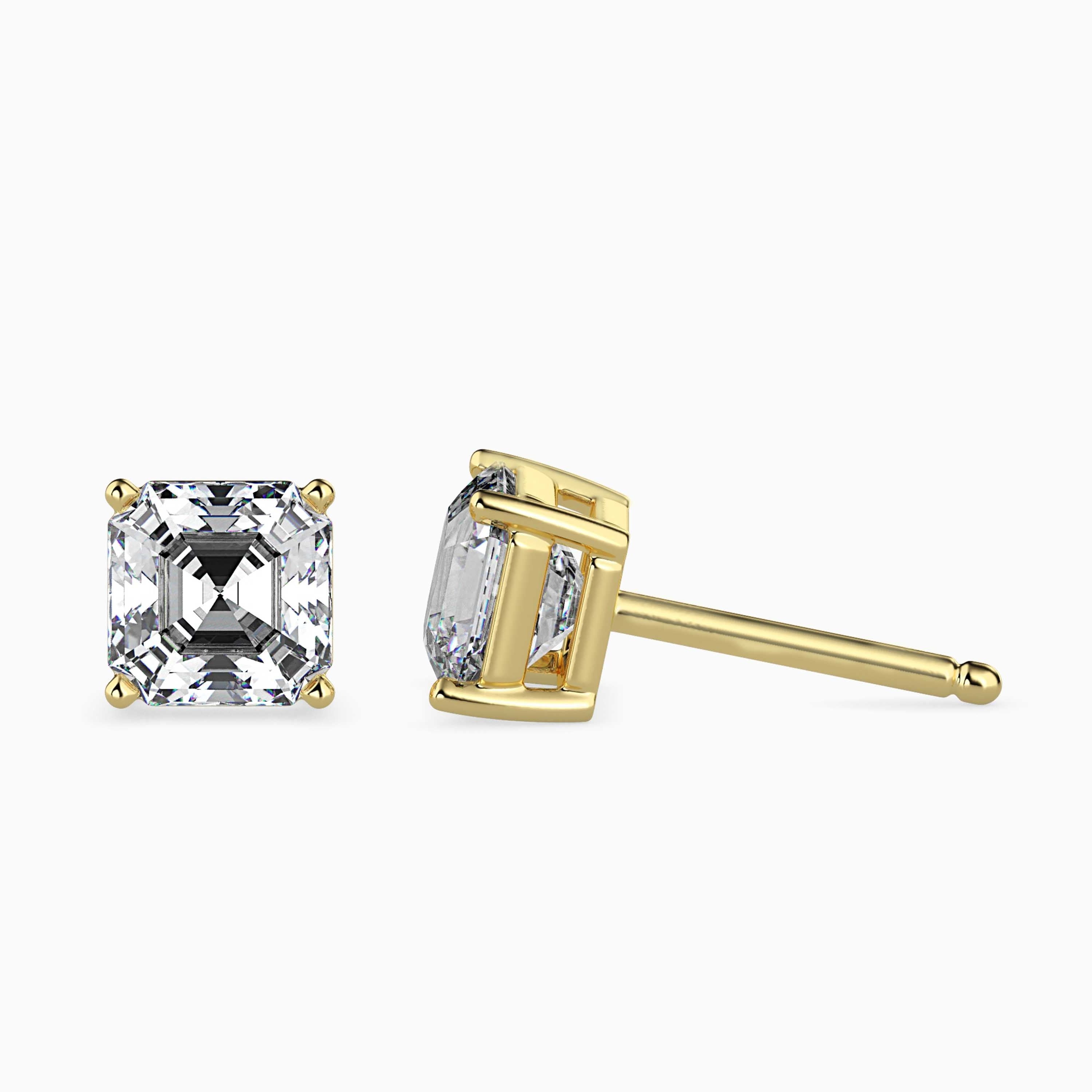 2 CT Square Solitaire Gold Earring with Lab-Grown Diamond