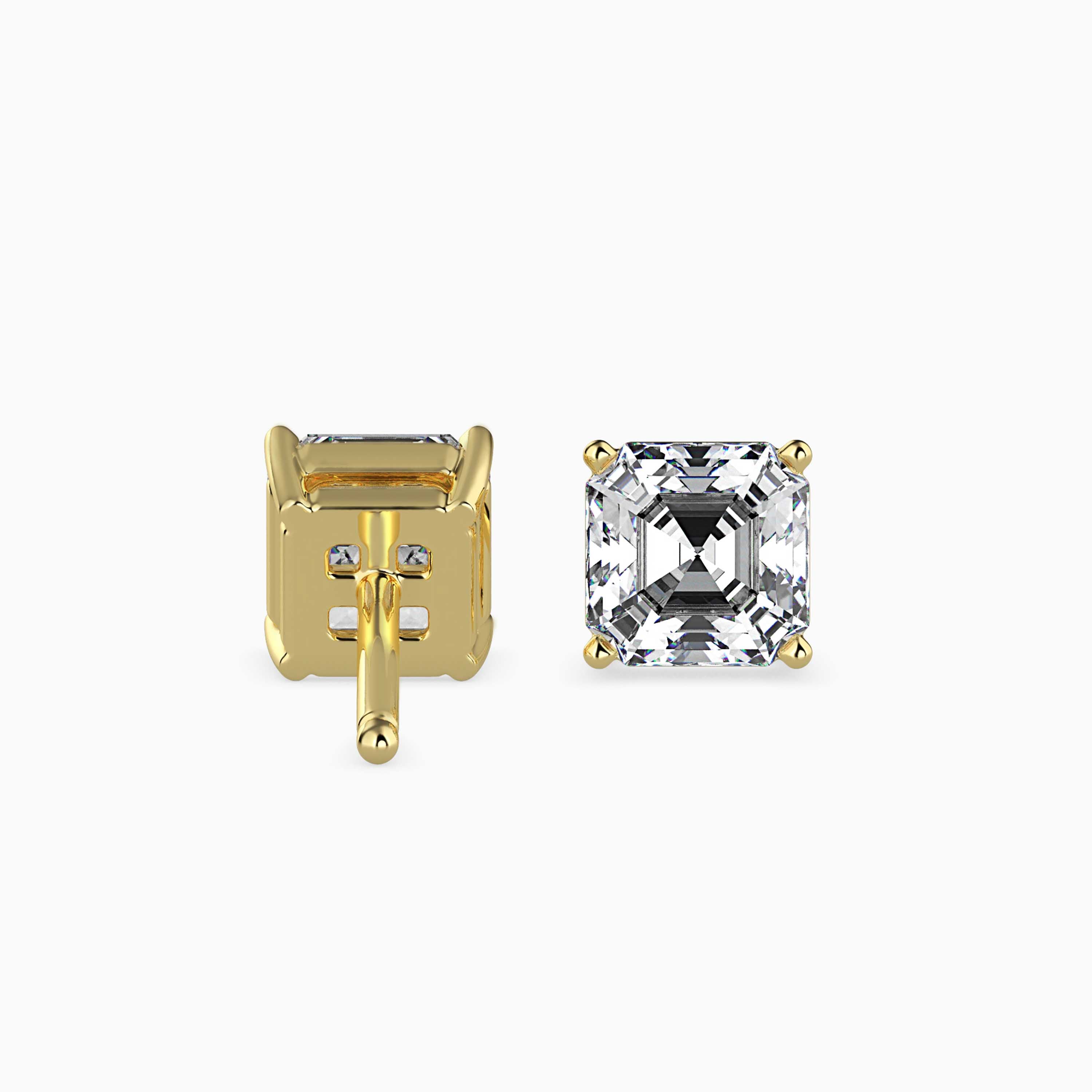 0.5 CT Square Solitaire Gold Lab-Grown Diamond Earrings