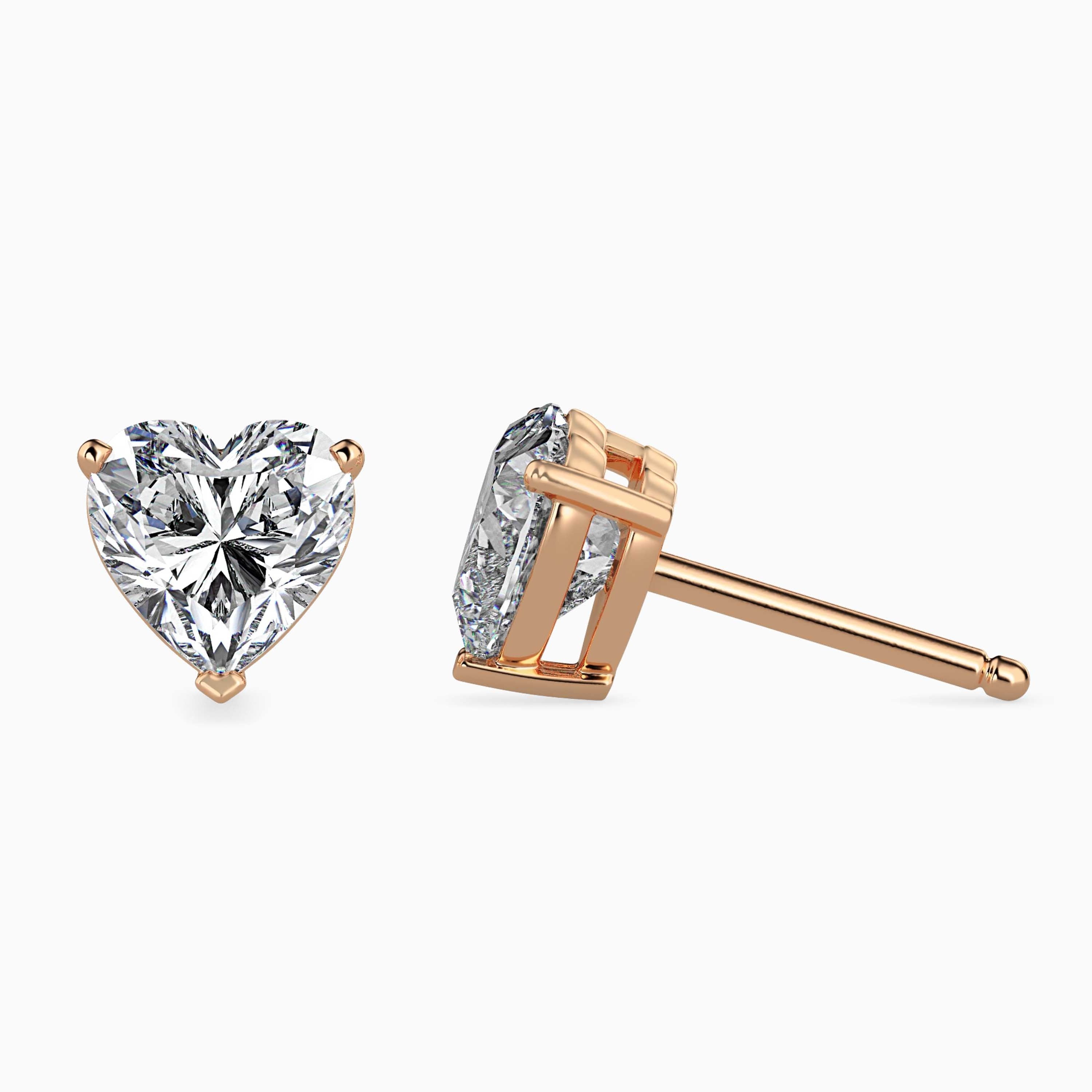 0.5 CT Heart Solitaire Gold Stud Earring