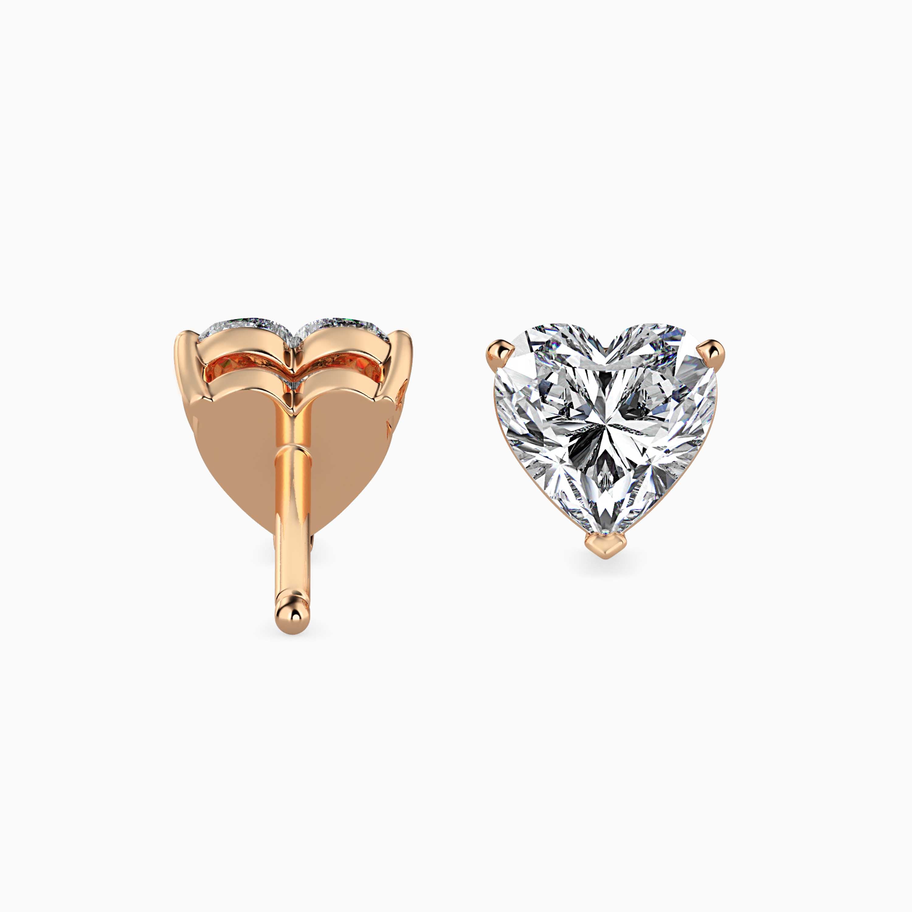 0.5 CT Heart Solitaire Gold Stud Earring