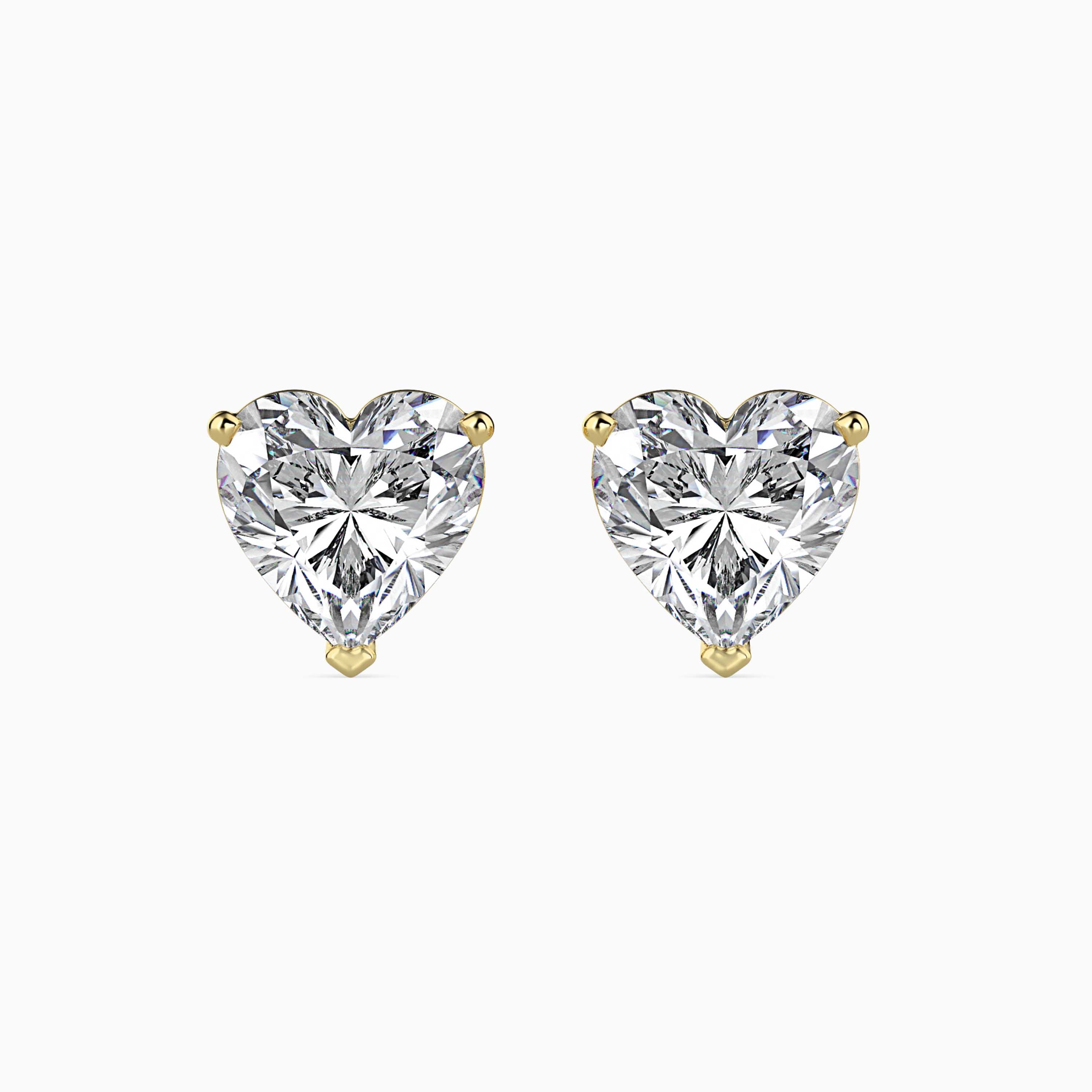 0.5 CT Heart Solitaire Gold Stud Earring