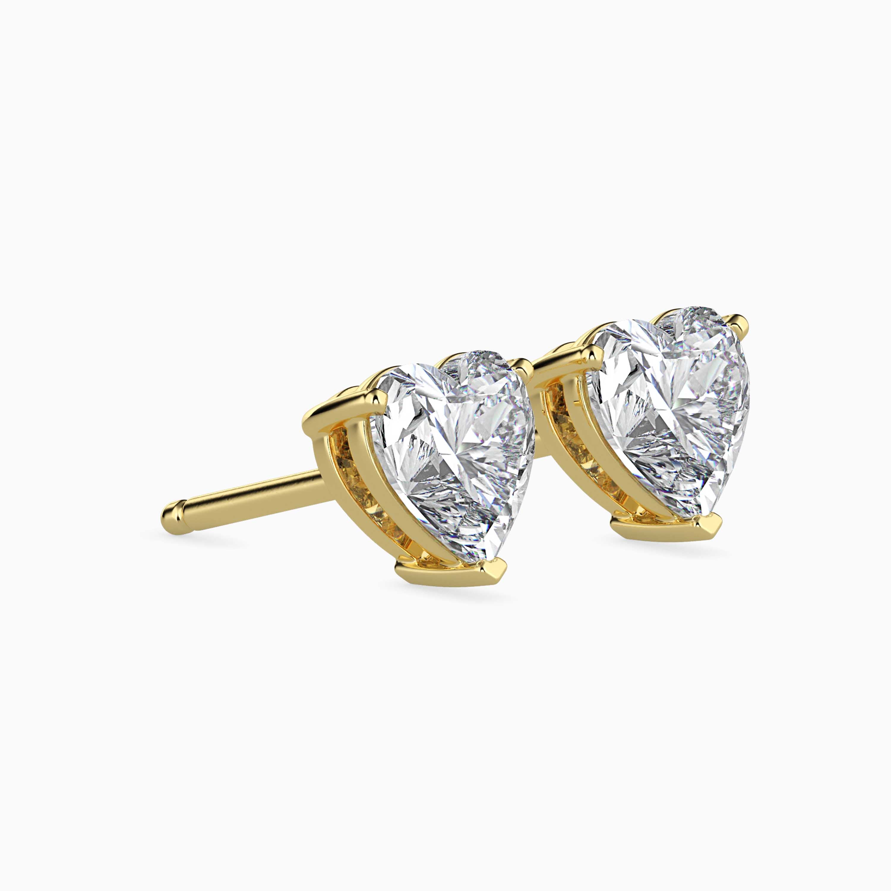 0.5 CT Heart Solitaire Gold Stud Earring