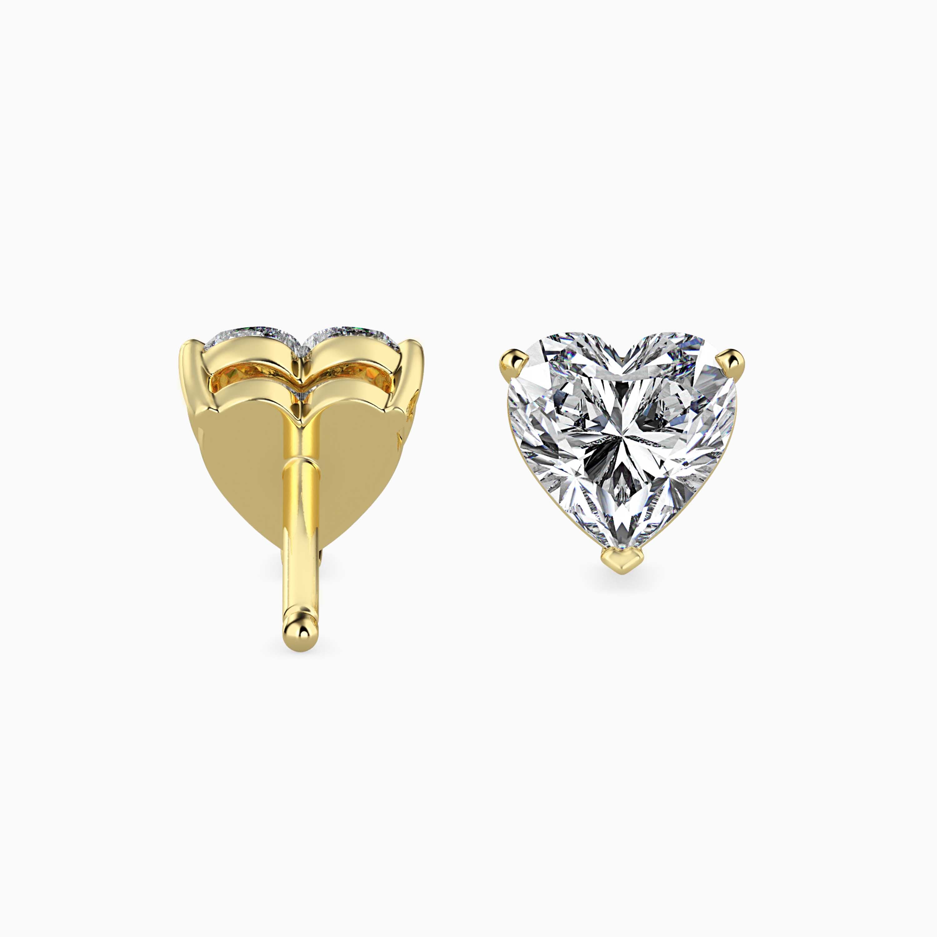 0.5 CT Heart Solitaire Gold Stud Earring