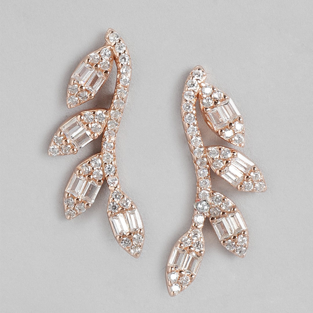 Gilded Leaves Rose Gold Plated 925 Sterling Silver Earrings