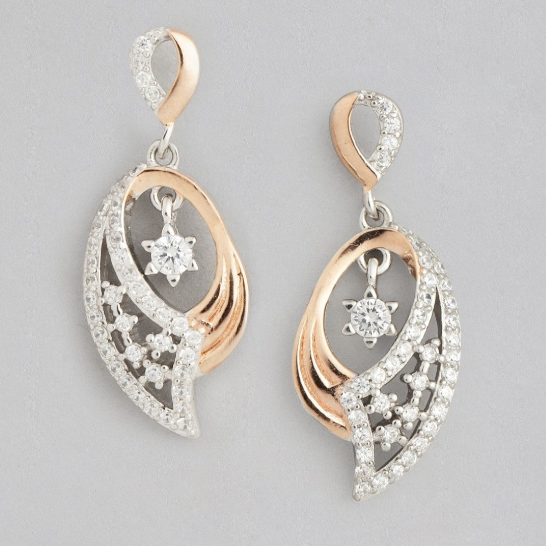 Dual Bloom Radiance Two-Tone Plated Flower Pattern Earrings