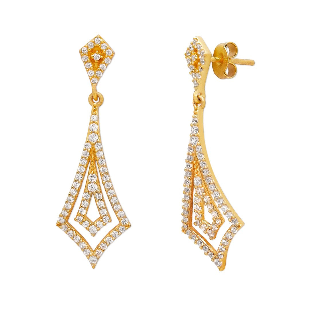 Golden Cascade Brilliance 925 Sterling Silver Gold-Plated Earrings
