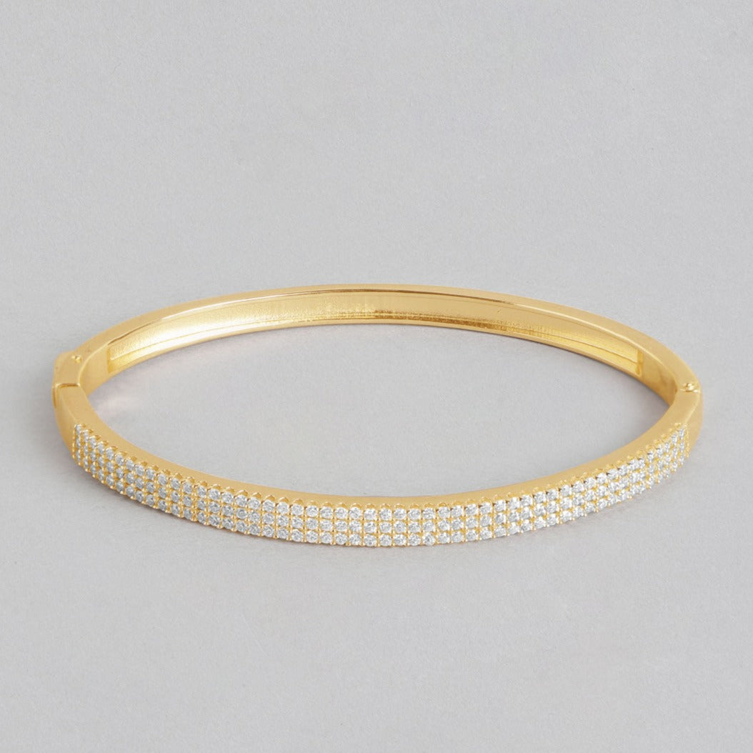 Exquisite 925 Sterling Silver Gold Plated Kada Bracelet