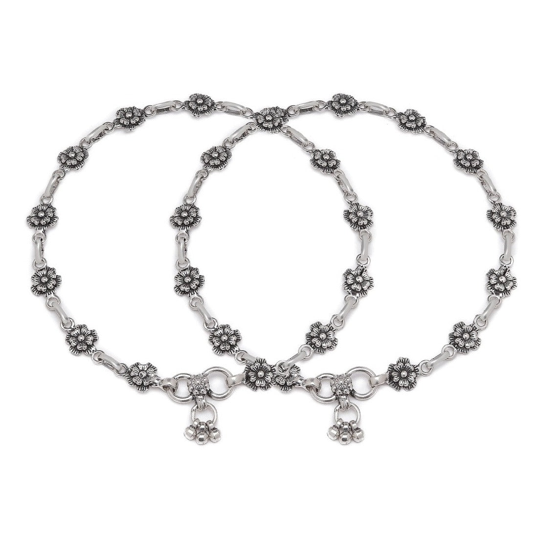 Blossom Bloom Harmony Rhodium-Plated 925 Sterling Silver Anklet