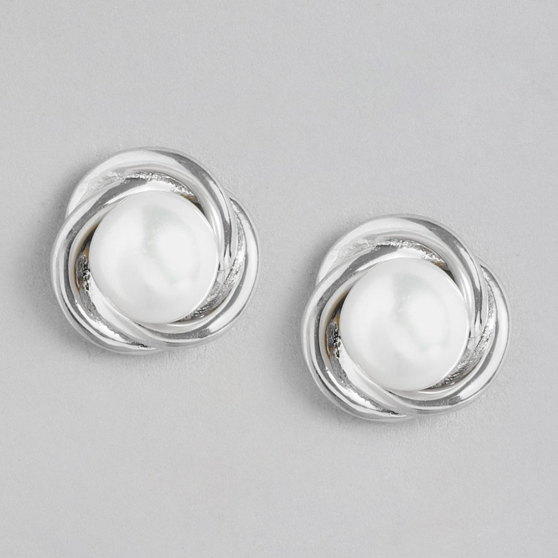 Pearlescent Grace Rhodium-Plated 925 Sterling Silver Earrings