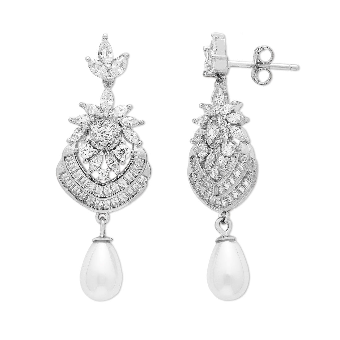 Blooms in Frost Rhodium-Plated 925 Sterling Silver Earrings