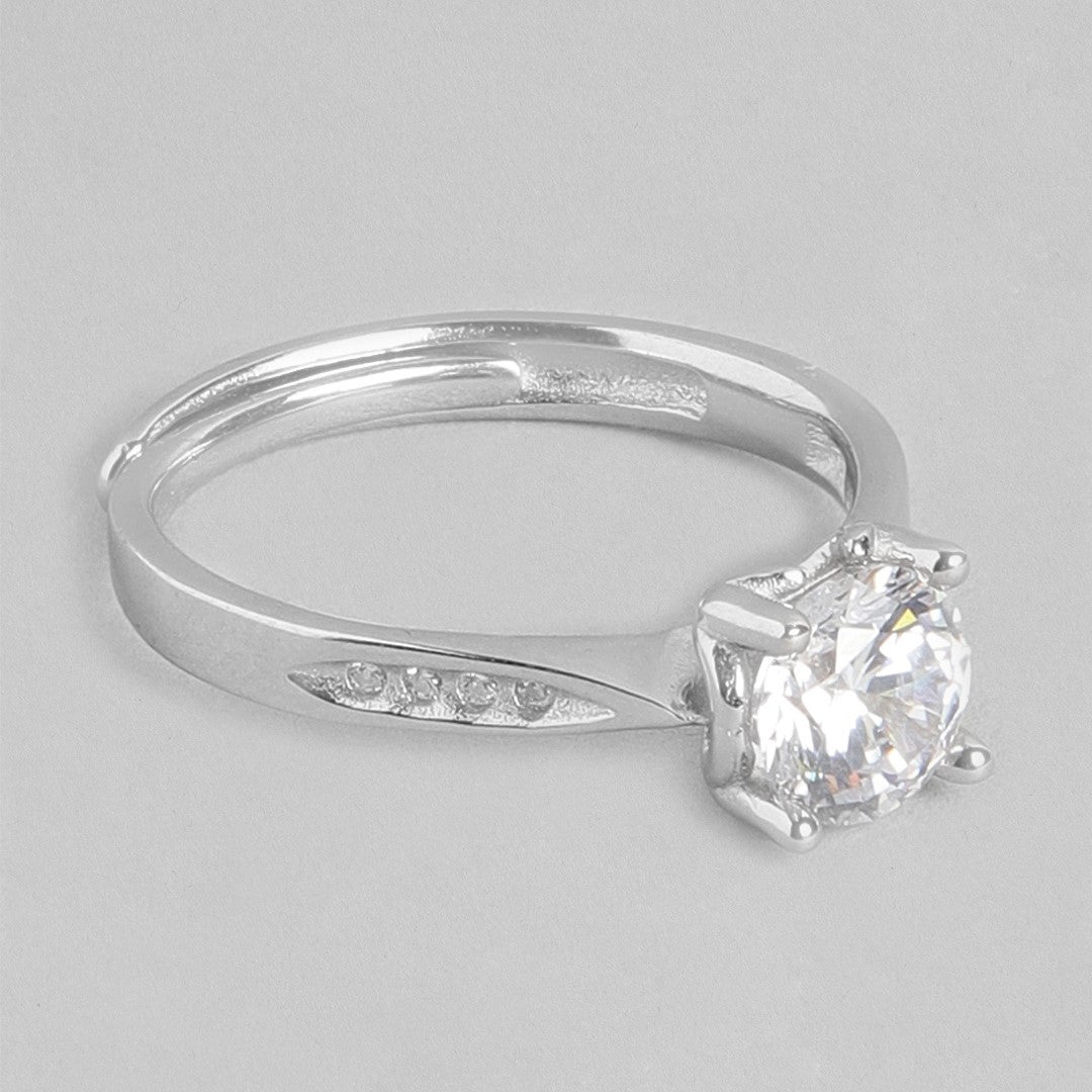 Endless Love Rhodium-Plated 925 Sterling Silver Couple Ring (Adjustable)