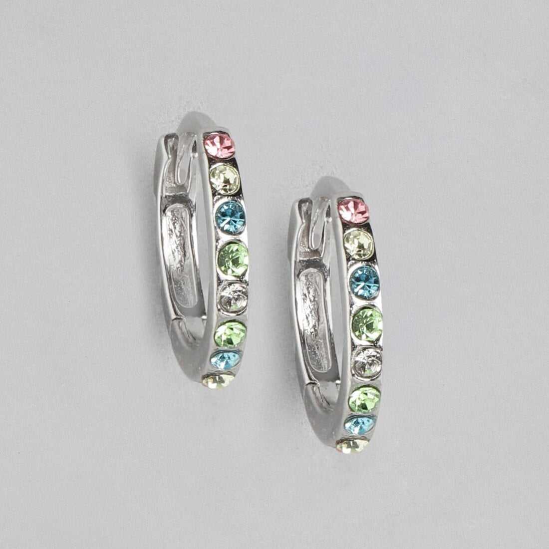 Radiant Reflections Rhodium-Plated 925 Sterling Silver Hoop Earrings