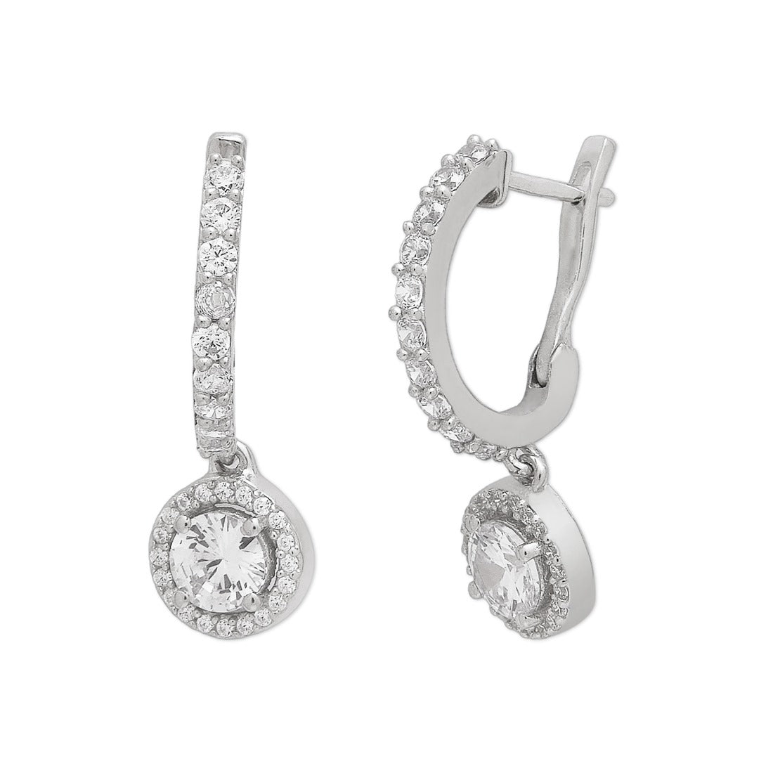 Radiant Droplets Rhodium-Plated 925 Sterling Silver Drop Earrings