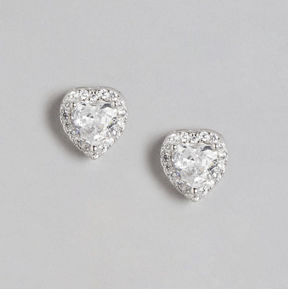 Radiant Hearts Rhodium-Plated Cubic Zirconia 925 Sterling Silver Earring