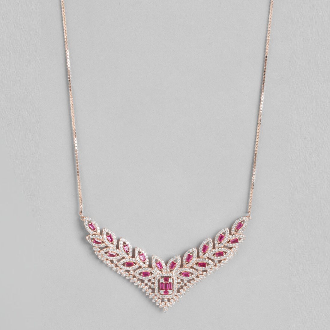 Rose Gold CZ Radiance 925 Sterling Silver Necklace