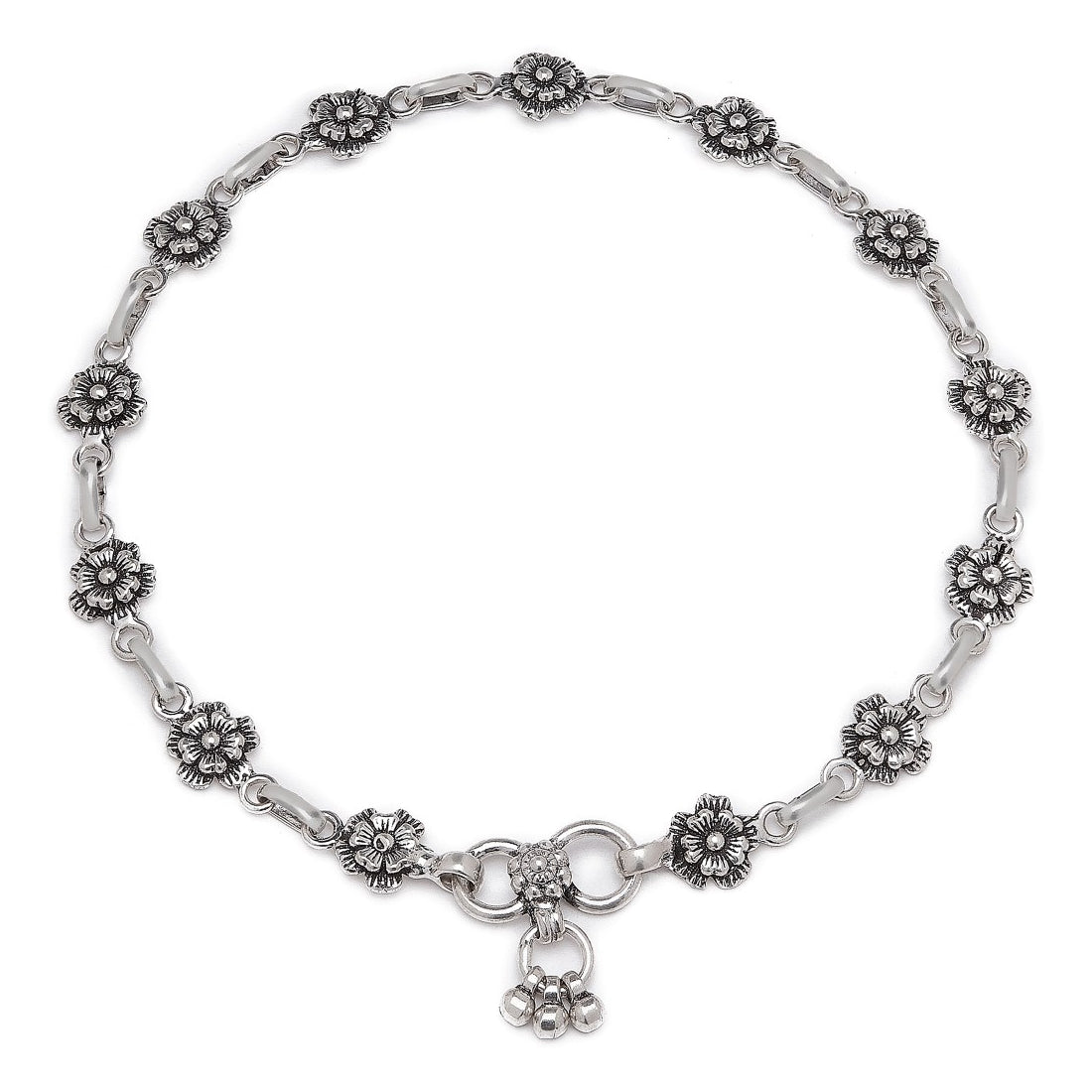 Blossom Bloom Harmony Rhodium-Plated 925 Sterling Silver Anklet