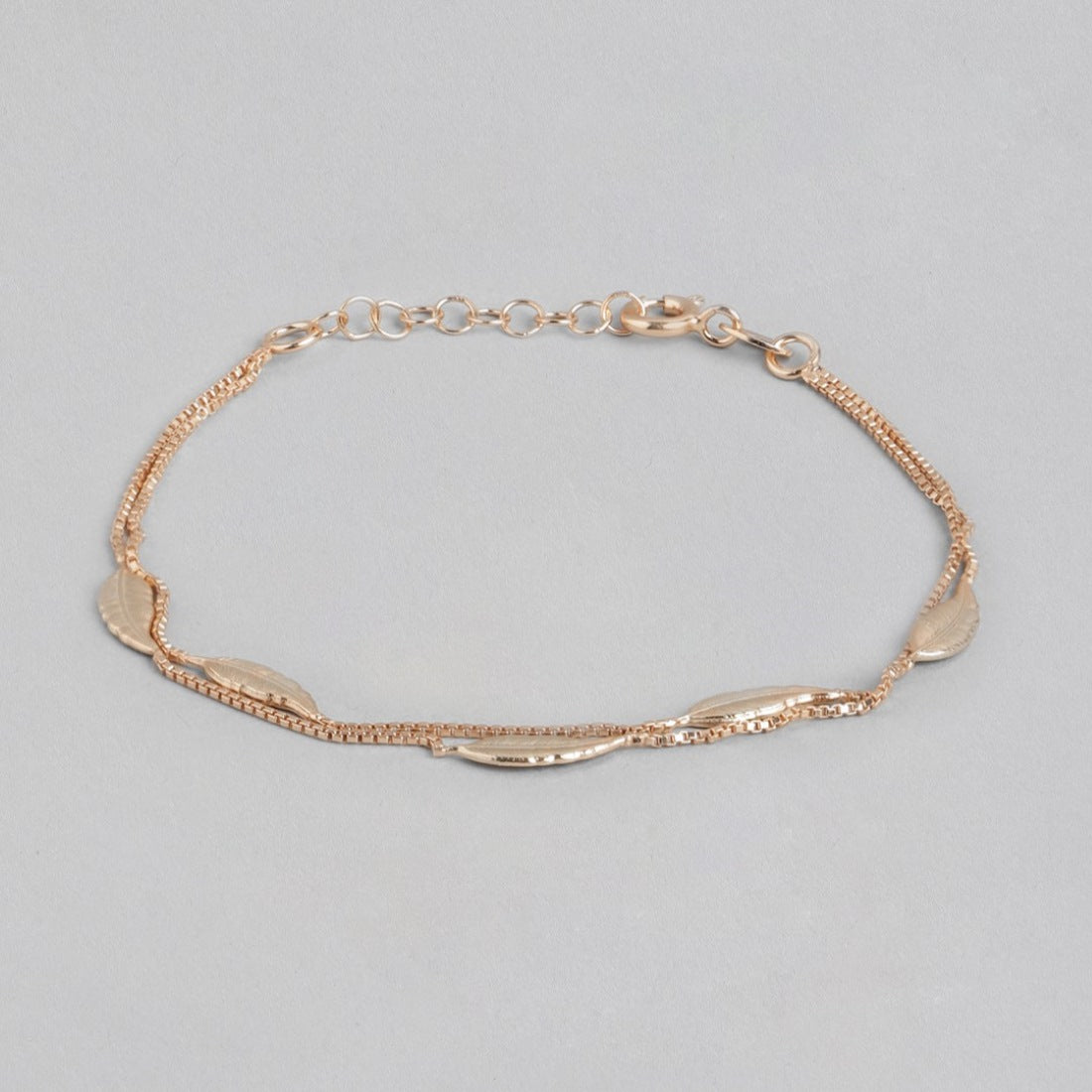 Leafy Foliage Rose Gold-Plated 925 Sterling Silver Bracelet