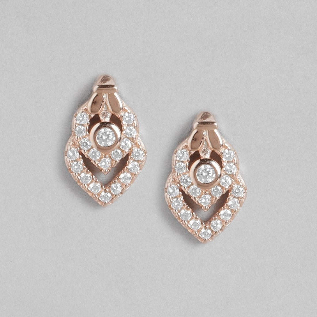 Elegant Simplicity Rose Gold-Plated CZ 925 Sterling Silver Earrings