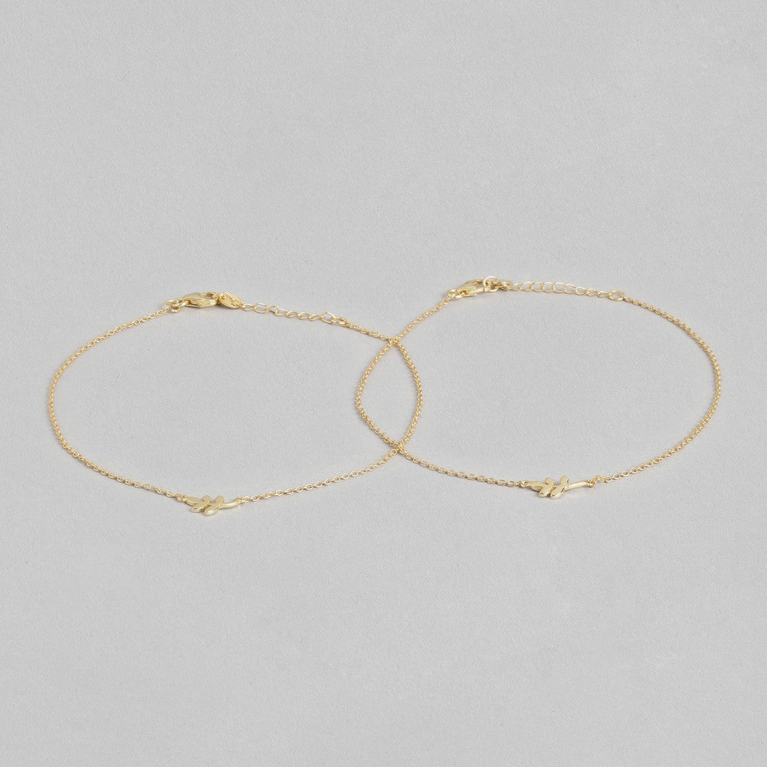 Golden Glow Leaf Gold Plated 925 Sterling Silver Anklet