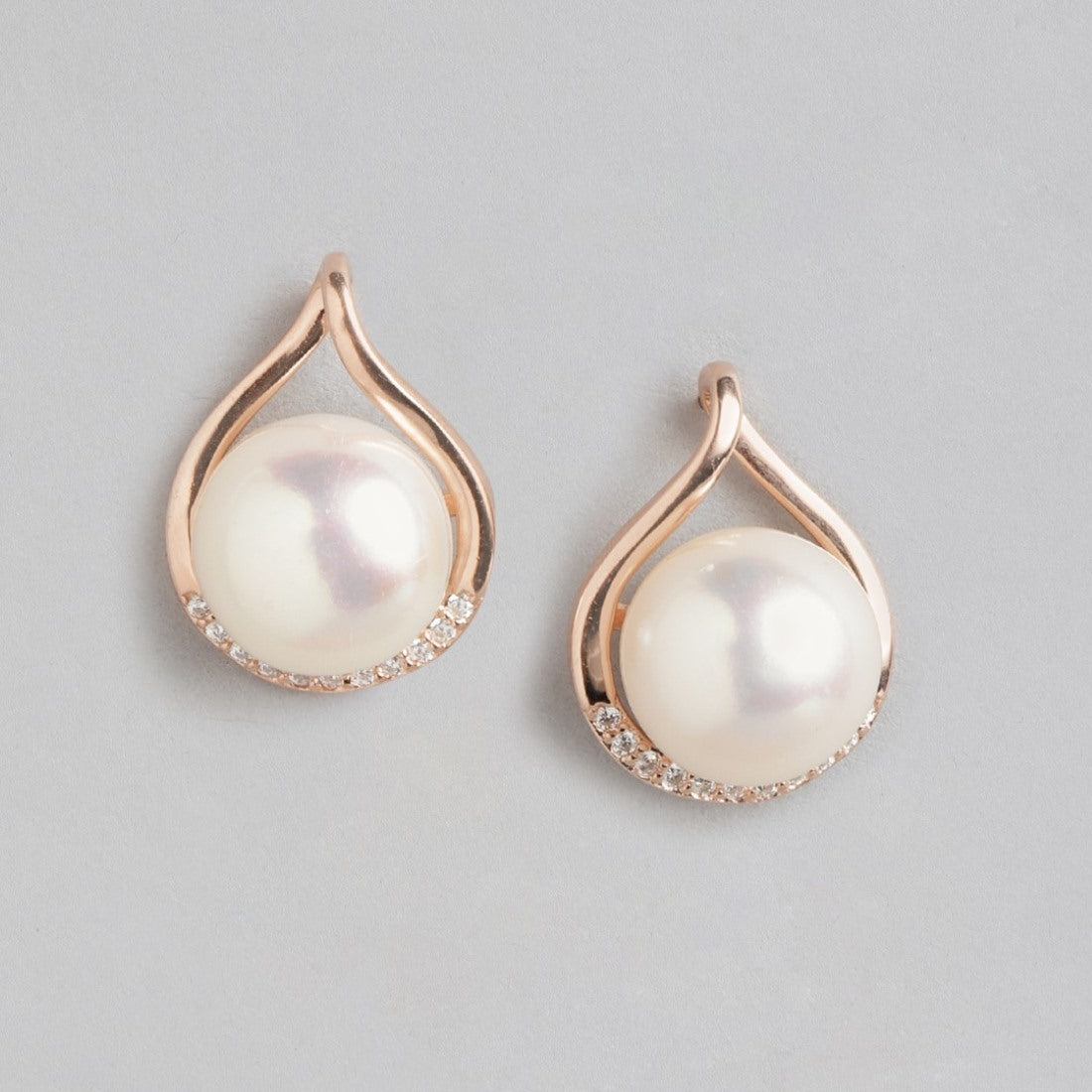 Pearlescent Harmony CZ Rose Gold-Plated 925 Sterling Silver Earrings