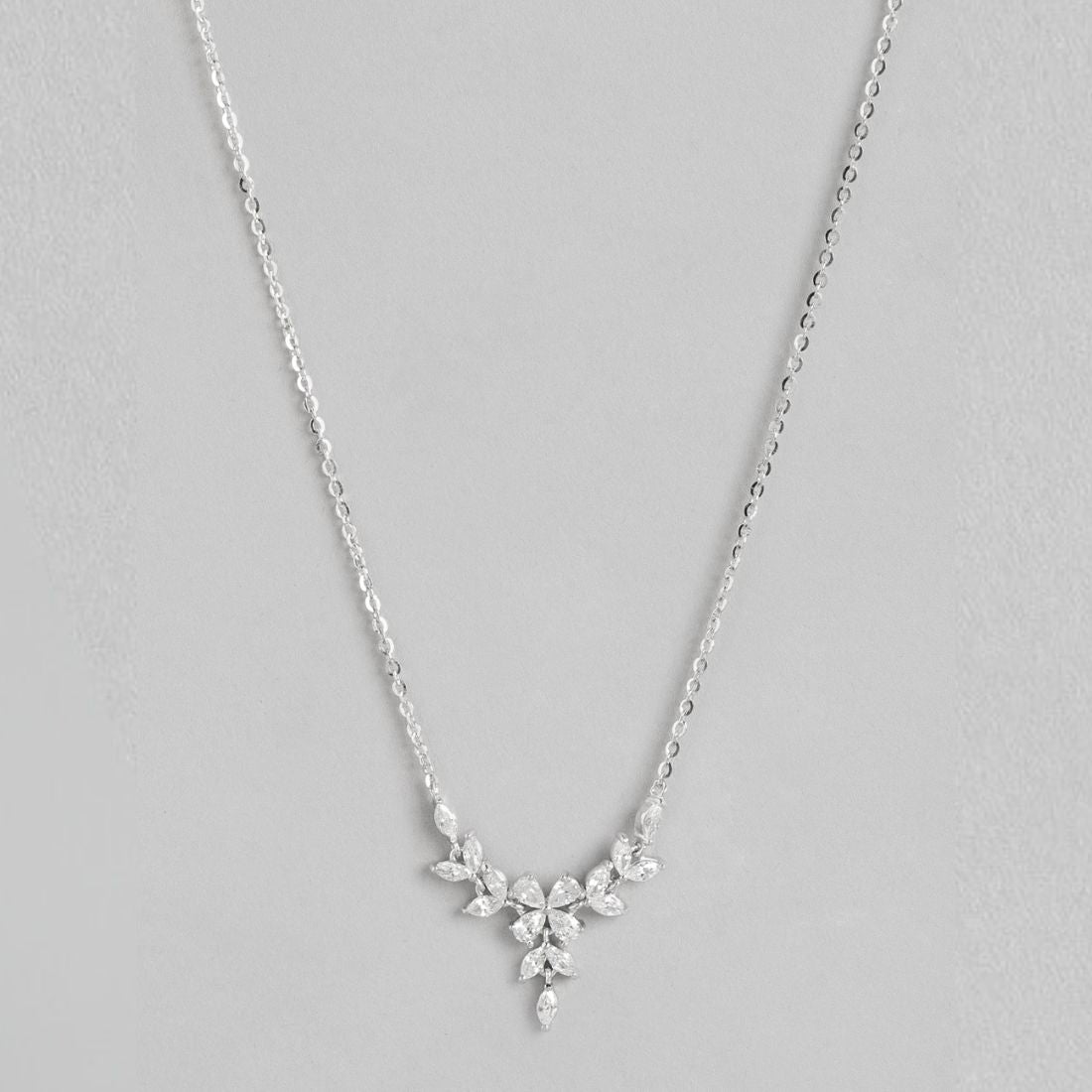 Floral Harmony Elegance Rhodium-Plated 925 Sterling Necklace