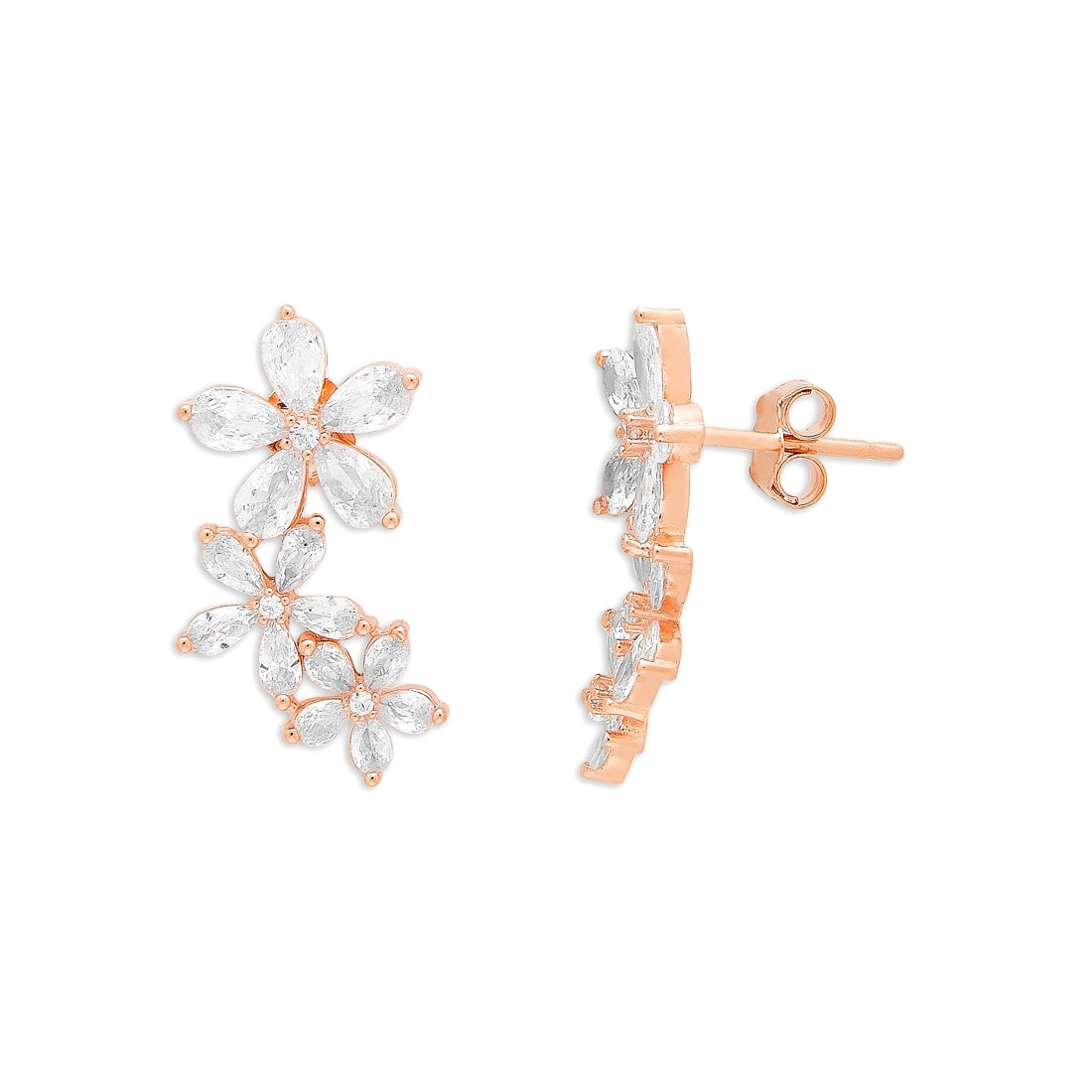 Blooming Blossoms 925 Sterling Silver Rose Gold Earrings