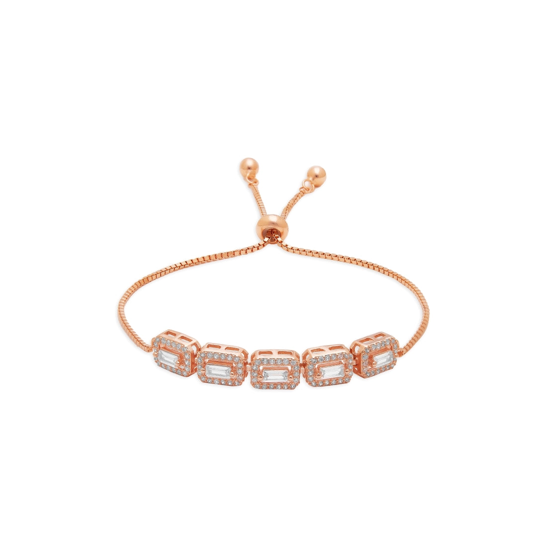 Rose Gold Radiance 925 Sterling Silver Rectangle Bracelet