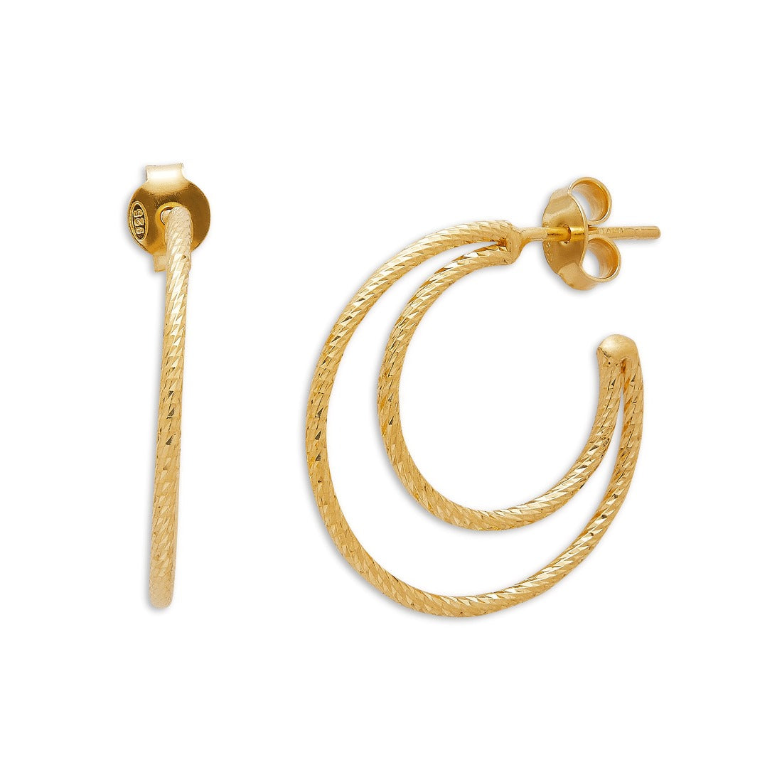 Modern Glamour Gold-Plated 925 Sterling Silver Hoop Earring