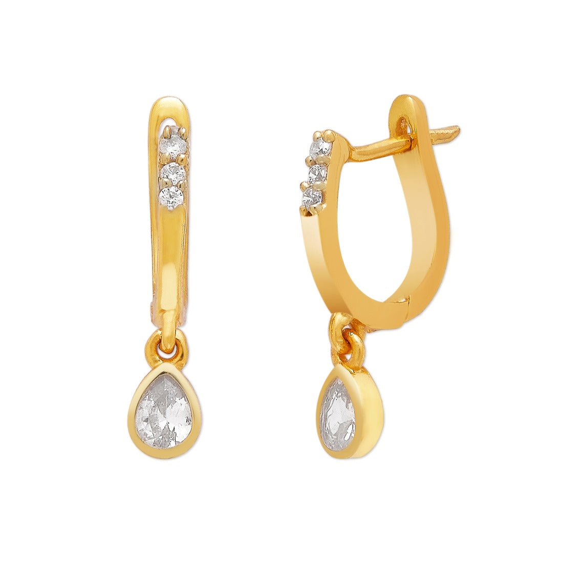 Golden Cascade 925 Sterling Silver Gold-Plated Drop CZ Earrings