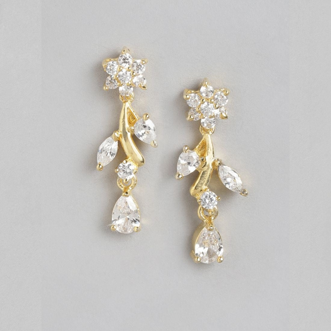 Glistening Cascade Gold Plated 925 Sterling Silver Drop Earrings