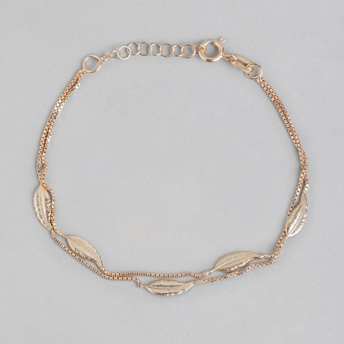 Leafy Foliage Rose Gold-Plated 925 Sterling Silver Bracelet