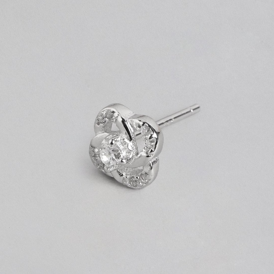 Floral Radiant Rhodium Sparkle CZ 925 Sterling Silver Earrings