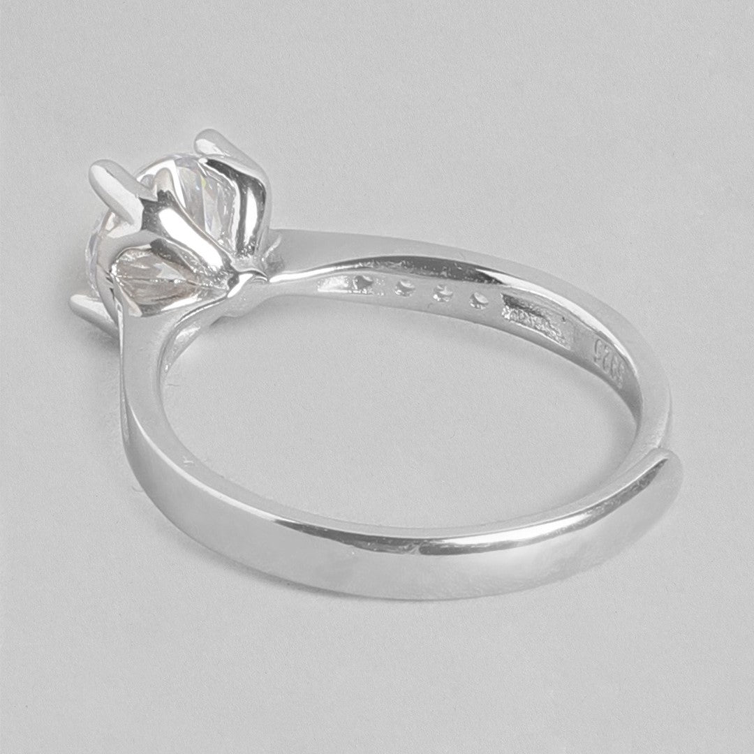 Endless Love Rhodium-Plated 925 Sterling Silver Couple Ring (Adjustable)