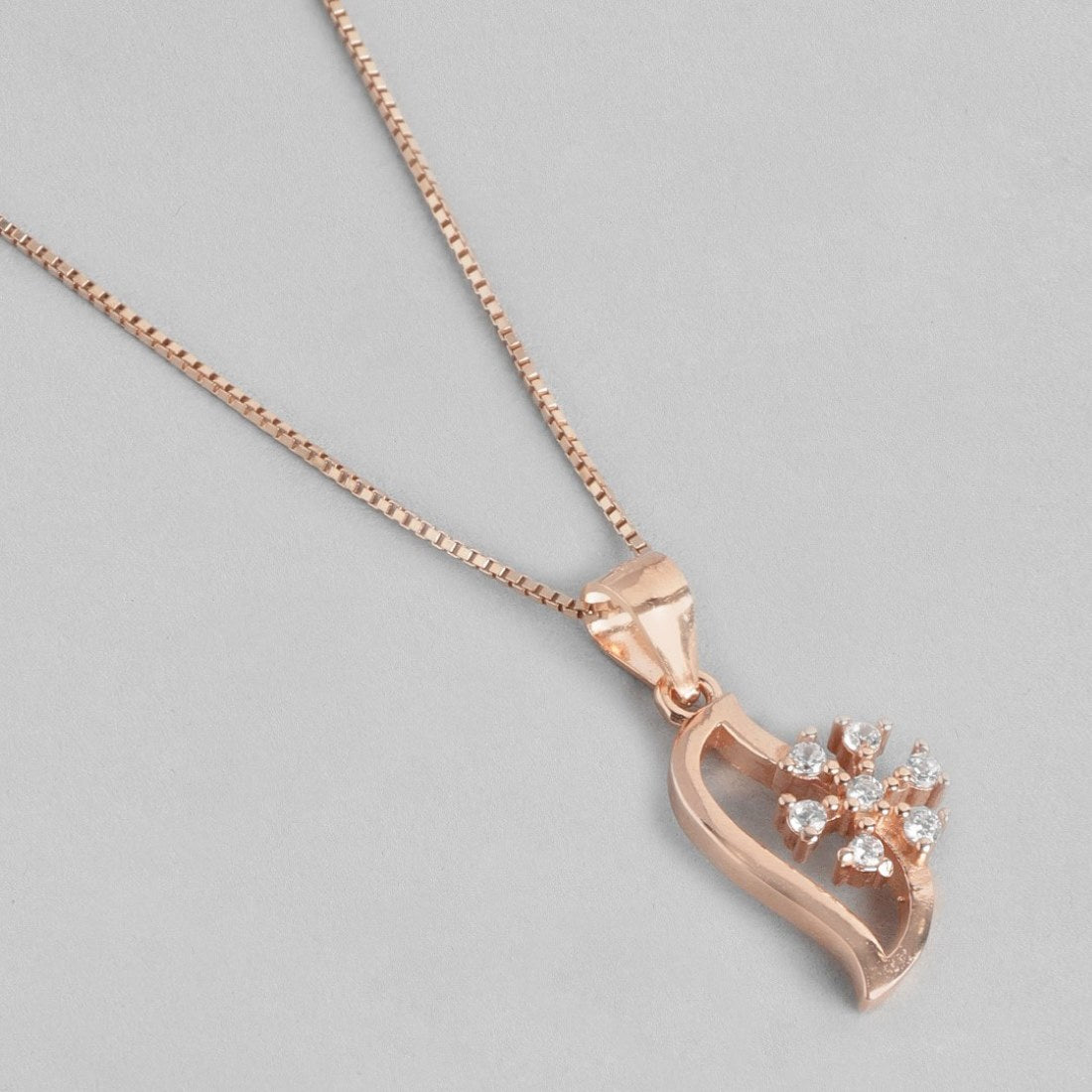 Leafy Radiance Elegance Rose Gold-Plated 925 Sterling Silver Pendant with Chain