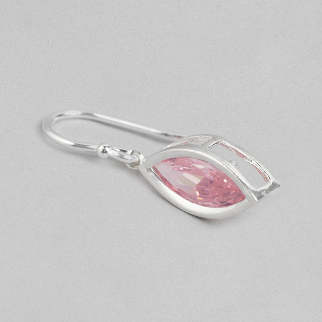 Pink Petal Radiance Rhodium Plated Pink CZ 925 Sterling Silver Drop Earrings