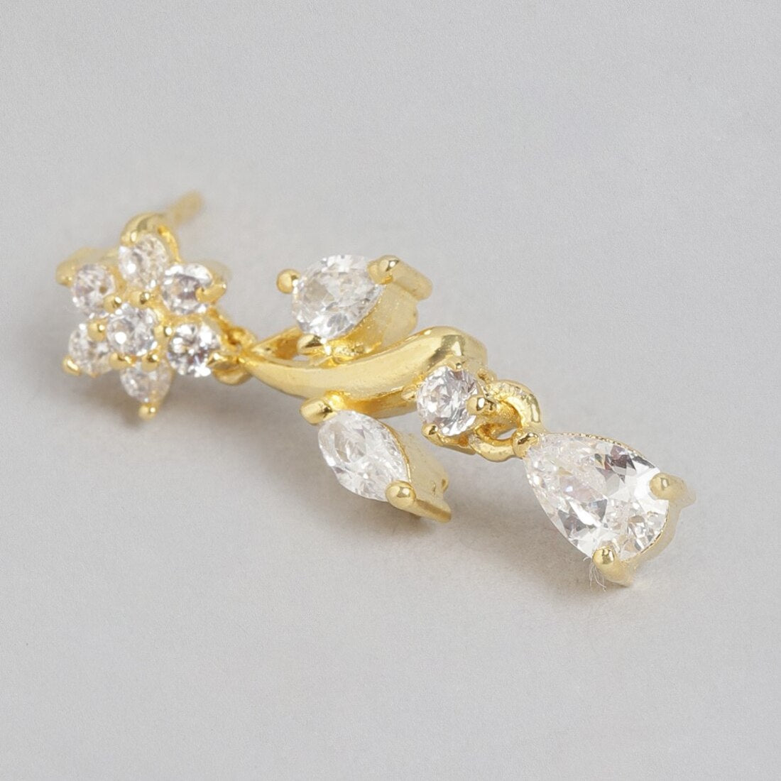 Glistening Cascade Gold Plated 925 Sterling Silver Drop Earrings