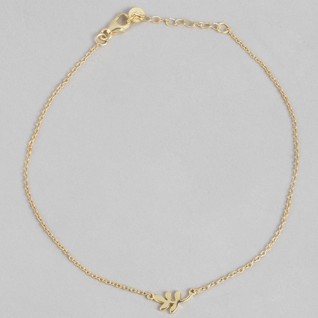 Golden Glow Leaf Gold Plated 925 Sterling Silver Anklet