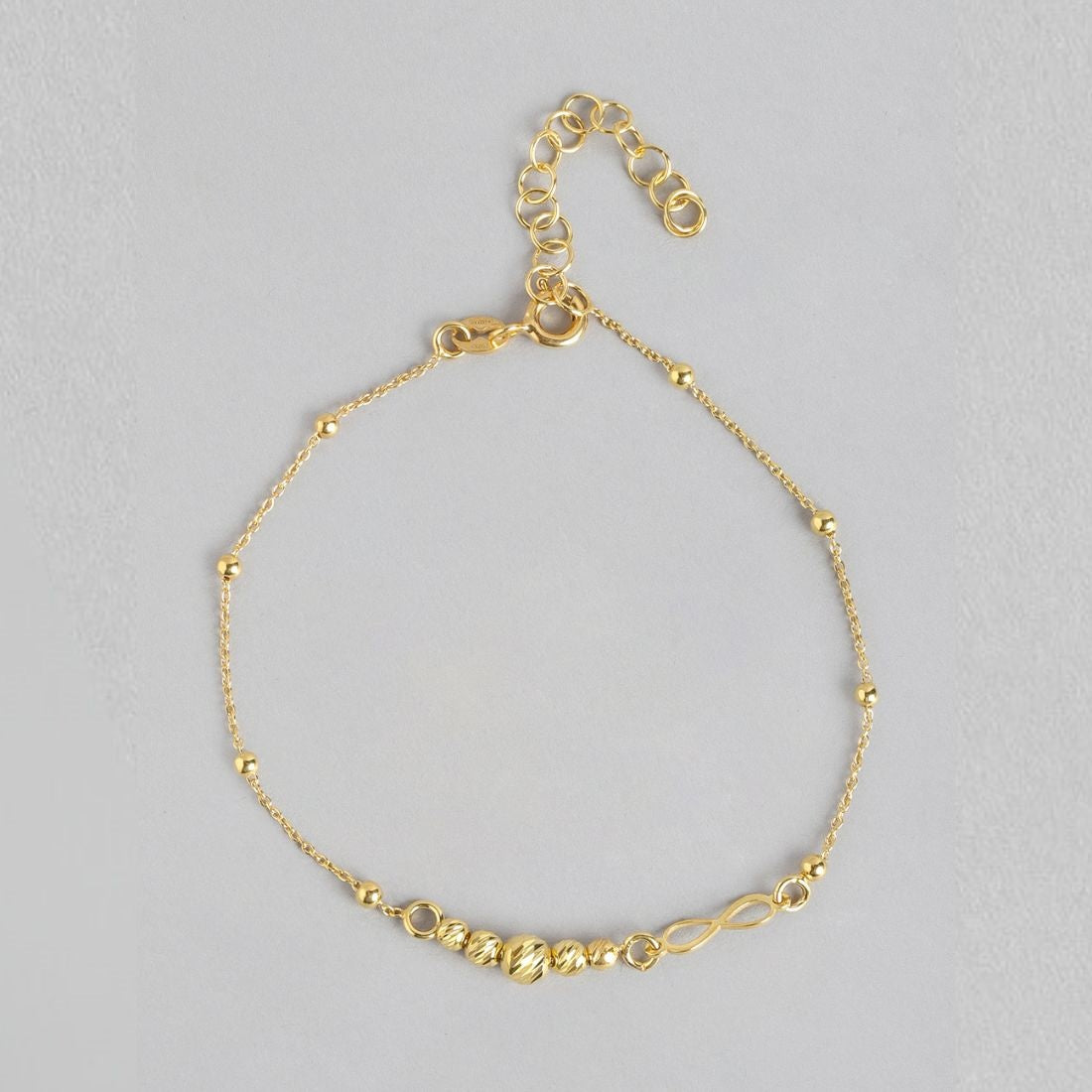 Infinity Gold Plated Beaded 925 Sterling Silver Chain Bracelet