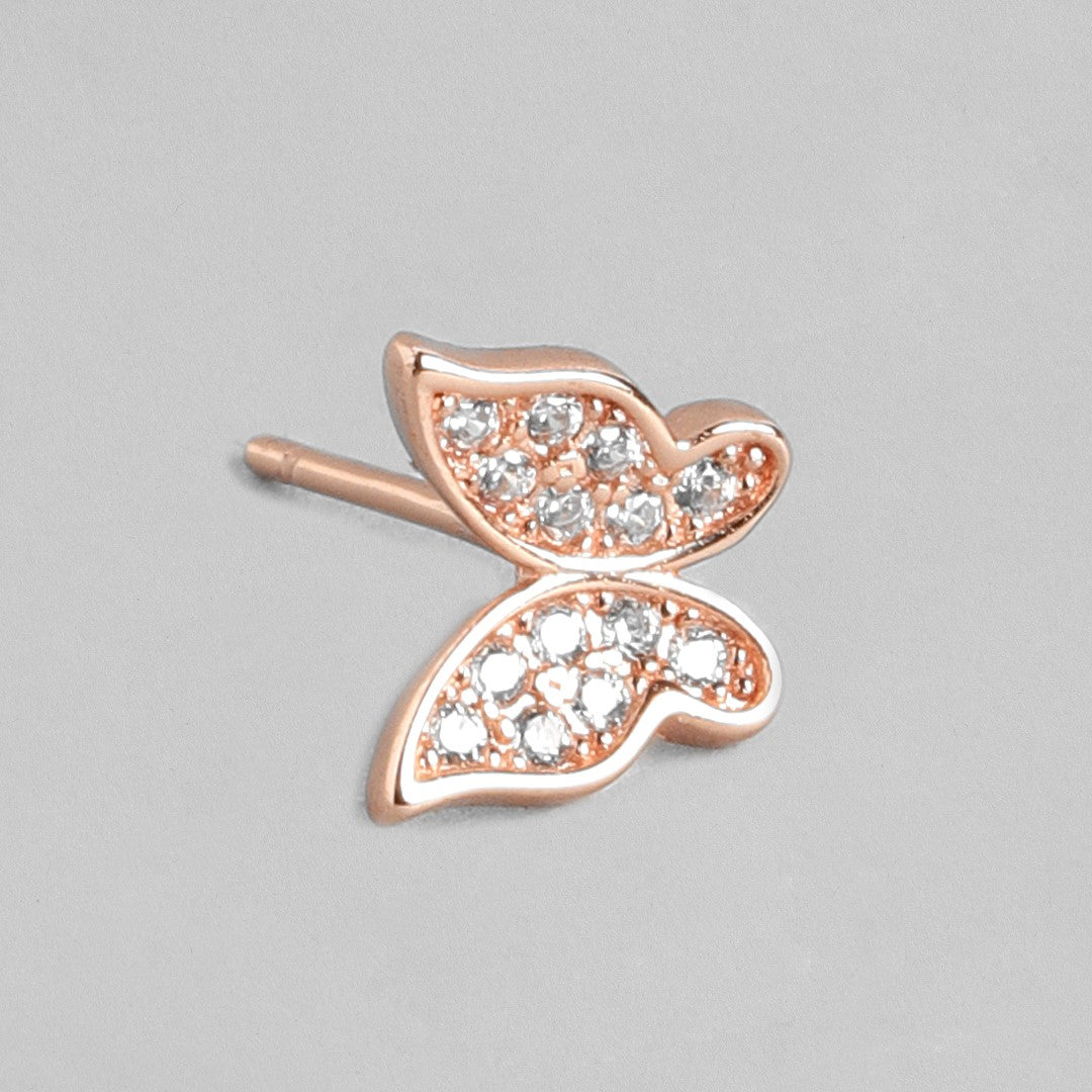 Butterfly Me Away Rose Gold 925 Silver Stud Earrings