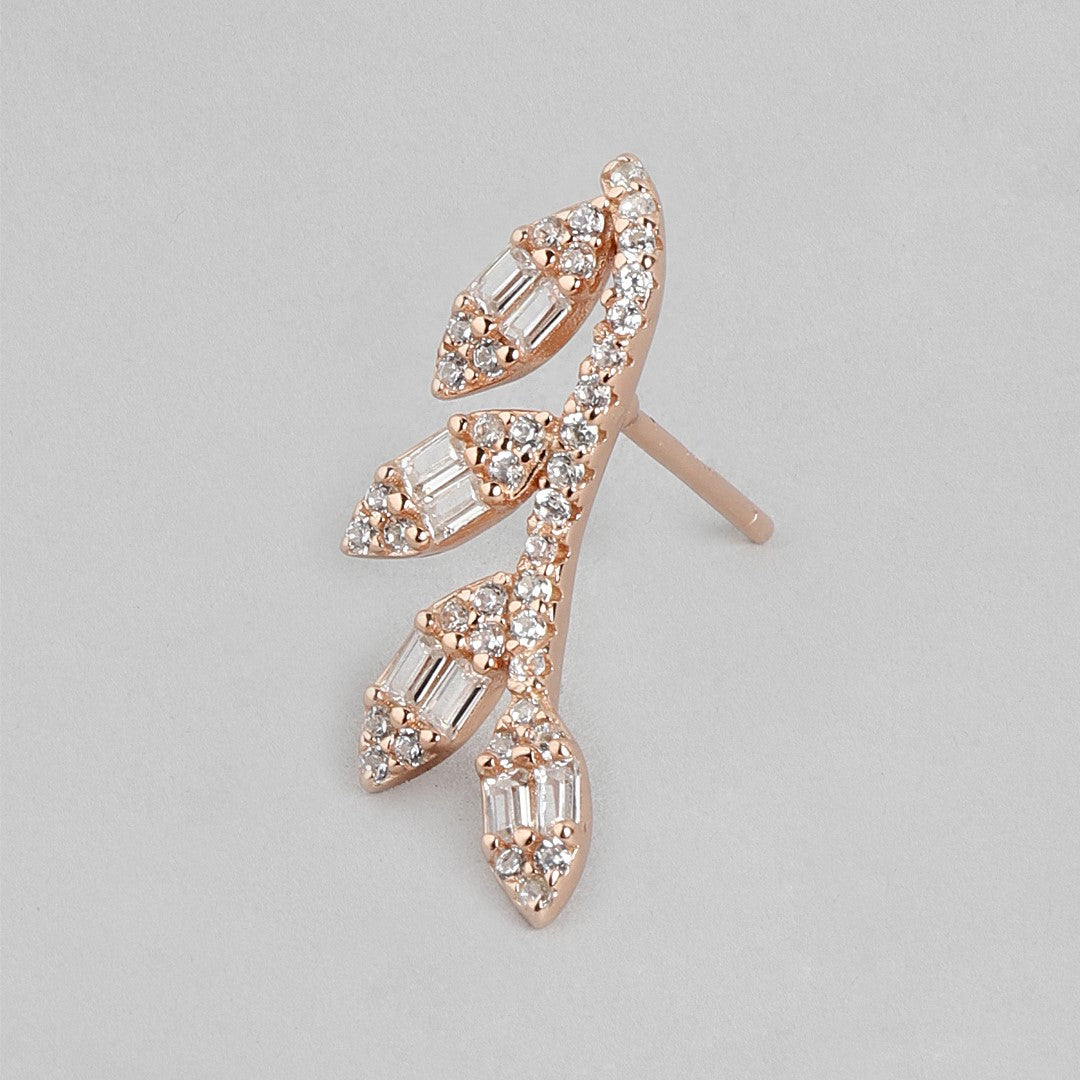 Gilded Leaves Rose Gold Plated 925 Sterling Silver Earrings