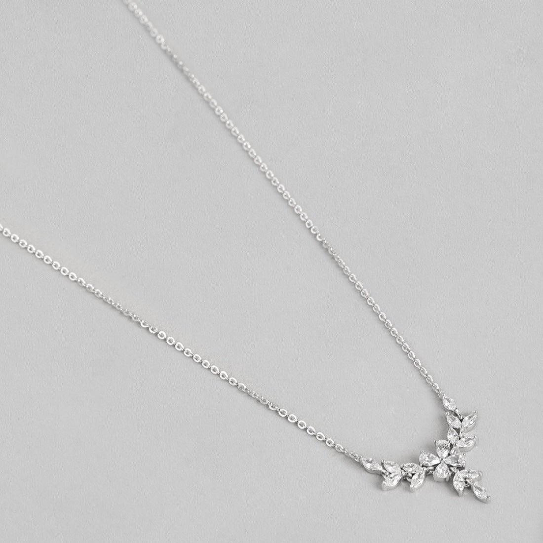 Floral Harmony Elegance Rhodium-Plated 925 Sterling Necklace
