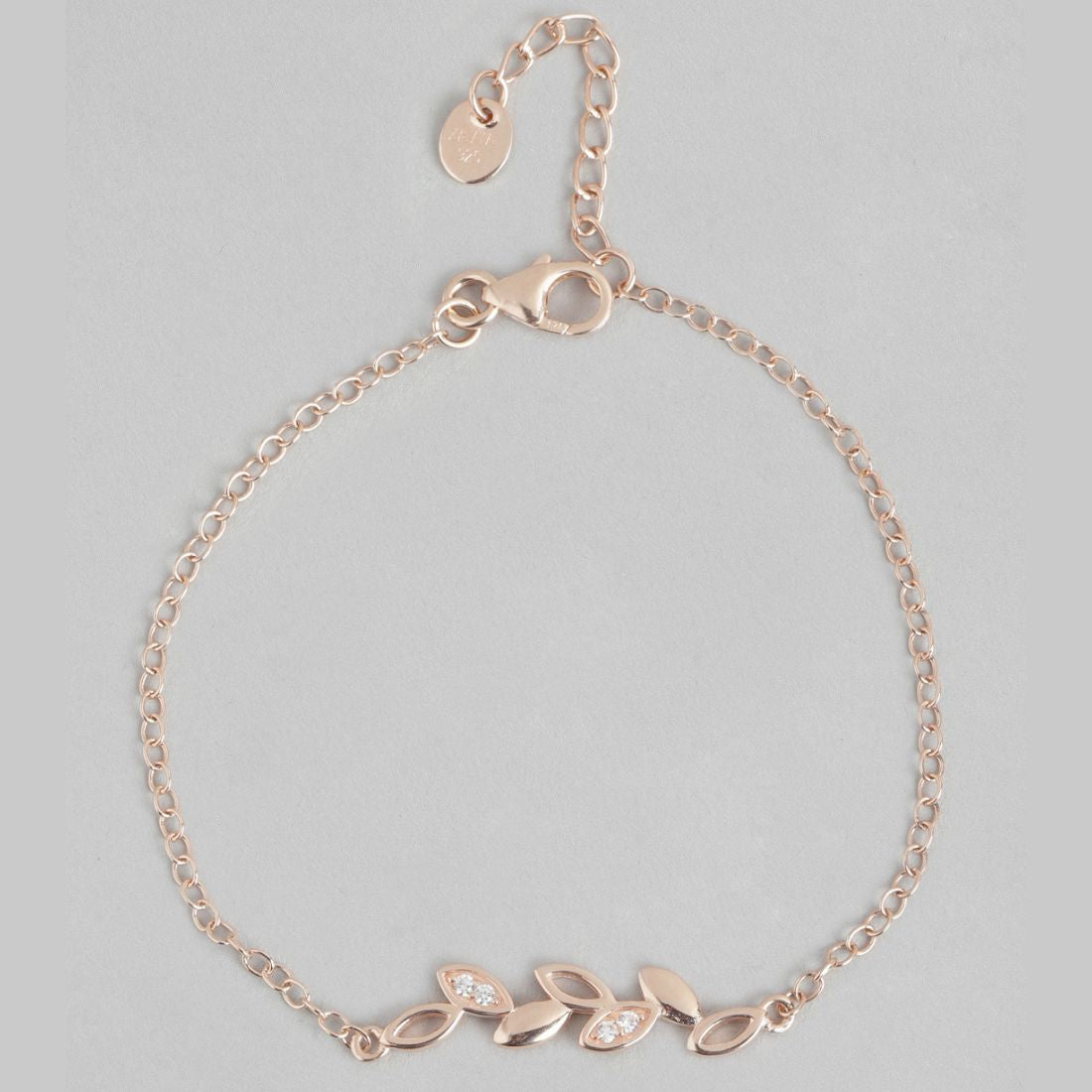 Nature's Embrace Leaf Rose Gold-Plated 925 Sterling Silver Bracelet