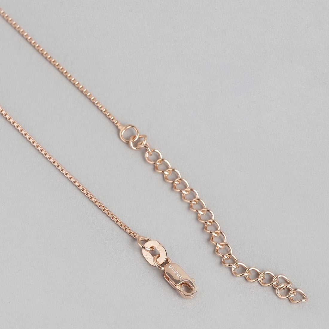 Glistening Rose Gold Leaf 925 Sterling Silver Pendant with Chain